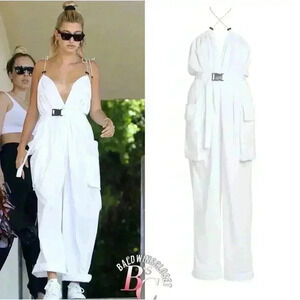 Dries Van Noten Cotton Jumpsuit 40 S US 4 Pockets Buckle Plunge Baggy Designer